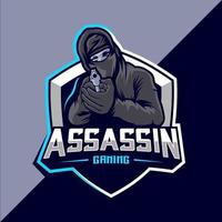 assassino com logotipo esport de mascote de arma vetor