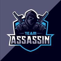 design do logotipo do mascote assassin esport vetor