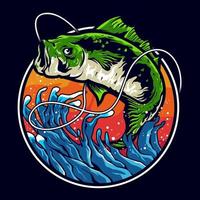 design de logotipo de ilustração de pesca do robalo vetor