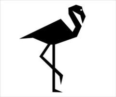 logotipo monocromático preto e branco abstrato do flamingo. estilizado em um estilo geométrico. vetor