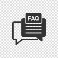 ícone de bolha do discurso faq em estilo simples. ilustração em vetor pergunta sobre fundo branco isolado. conceito de negócio de sinal de comunicação.