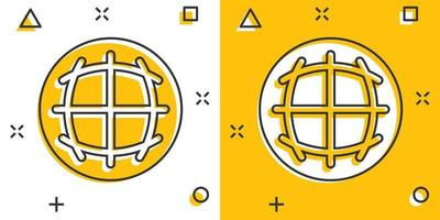ícone do planeta Terra em estilo cômico. ilustração em vetor globo geográfica dos desenhos animados em fundo branco isolado. conceito de negócio de efeito de respingo de comunicação global.