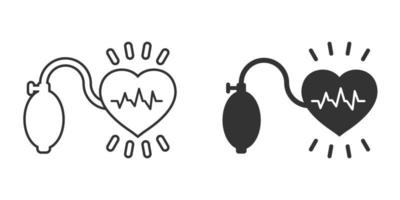 ícone de pressão arterial em estilo simples. ilustração em vetor monitor de batimentos cardíacos em fundo isolado. conceito de negócio de sinal de diagnóstico de pulso.