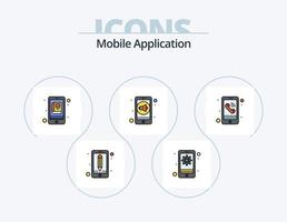 linha de aplicativo móvel cheia de ícones do pacote 5 design de ícones. GPS. aplicativo. aplicativo de podcast. áudio vetor