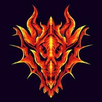 ilustração de cabeça de dragão vermelho ardente vetor