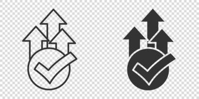 ícone de verificação de seta de crescimento em estilo simples. ilustração em vetor aprovação de receita em fundo branco isolado. aumentar o conceito de negócio ok.