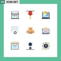 Conceito de 9 cores planas para sites móveis e aplicativos, processamento de tempo, análise de gerenciamento simples, elementos de design vetorial editáveis vetor