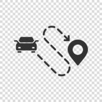 ícone de destino de carro em estilo simples. ilustração em vetor navegação carro em fundo branco isolado. localize o conceito de negócio de posição.
