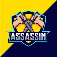 assassino com espada mascote logotipo esport vetor