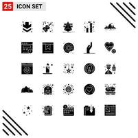 conjunto de 25 sinais de símbolos de ícones de interface do usuário modernos para celebração de designer de natureza de paisagem elementos de design de vetores editáveis da china