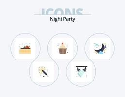 pacote de ícones planos de festa à noite 5 design de ícones. celebração. bolos de copo. noite. Bolinho. bolo vetor