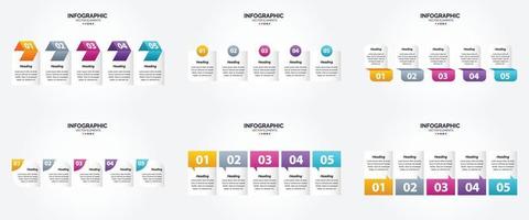 conjunto de design plano de infográficos de ilustração vetorial para folheto publicitário e revista vetor