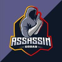 assassino com design de logotipo esport de mascote de armas vetor