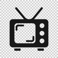 ícone de vetor de tela de tv retrô em estilo simples. ilustração de televisão antiga em fundo branco isolado. conceito de negócio de exibição de tv.