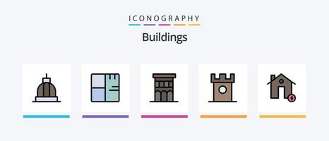 linha de edifícios cheia de 5 ícones, incluindo salva-vidas. baywatch. lar. real. lar. design de ícones criativos vetor