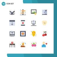 Pacote de cores planas de 16 interfaces de usuário de sinais e símbolos modernos de pacote editável de fotos de encanamento de viagem de chuveiro de grade de elementos de design de vetores criativos