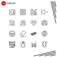 16 ícones criativos, sinais e símbolos modernos do mundo do escritório, escola de espuma, elementos de design de vetores editáveis em casa