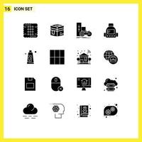 conjunto de 16 sinais de símbolos de ícones de interface do usuário modernos para bolsa de educação meca playstation joystick editável elementos de design vetorial vetor
