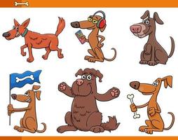 conjunto de personagens de animais de cães e filhotes de desenhos animados vetor