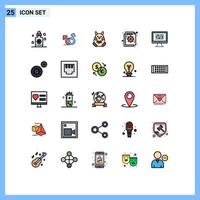 25 interface do usuário linha cheia pacote de cores planas de sinais e símbolos modernos de gráfico de dados elementos de design de vetores editáveis de falha de páscoa
