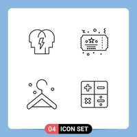 pacote de ícones de vetores de estoque de 4 sinais e símbolos de linha para elementos de design de vetores editáveis da mente do cabide de conflito