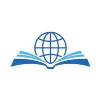 logotipo de vetor de livro globo