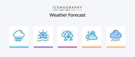pacote de ícones do tempo azul 5, incluindo sol. nebuloso. Sol. nuvem. tempo. design de ícones criativos vetor