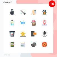 Pacote de cores planas de 16 interfaces de usuário de sinais e símbolos modernos de plano de esquema estratégia de negócios de ampulheta pacote editável de elementos de design de vetores criativos