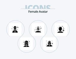 ícone de glifo de avatar feminino pack 5 design de ícone. fêmea. aluna. designer. graduação. planejador vetor