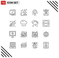 16 ícones criativos, sinais e símbolos modernos de gerenciamento de árvore de usuário, elementos de design de vetores editáveis de primavera