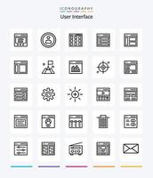 interface de usuário criativa 25 pacote de ícones de contorno, como usuário. deixou. comunicação. interface. vetor
