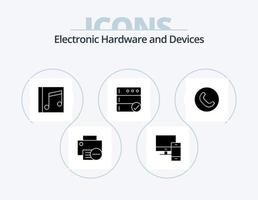 design de ícone do pacote de ícones de glifo de dispositivos 5. servidor. cópia de segurança. pc. músicas. música vetor