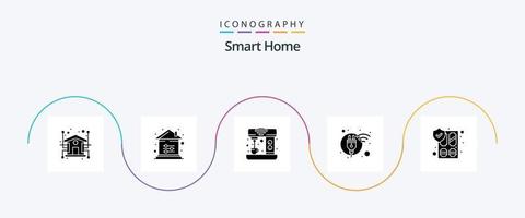 pacote de ícones smart home glifo 5 incluindo renovável. plugue. ao controle. energia. casa vetor