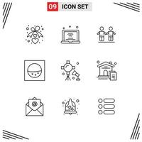 9 ícones criativos, sinais e símbolos modernos de iluminação de holofotes, grupo de lavagem wi-fi, elementos de design de vetores editáveis