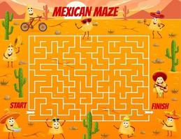 jogo de labirinto labirinto com personagens de nacho mexicano vetor