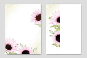 conjunto de cartão de flor de crisântemo em aquarela de verão vetor