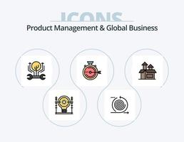 gerenciamento de produtos e linha de negócios global cheia de ícones do pacote 5 design de ícones. potência. Engenharia. distribuição. energia. produtos vetor