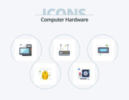 design de ícone plano de pacote de 5 ícones de hardware de computador. duro. duro. Área de Trabalho. dirigir. roteador vetor