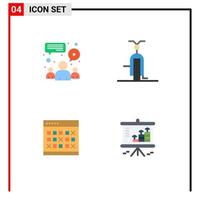 4 ícones criativos sinais modernos e símbolos de evento de transporte de equipe de calendário de bate-papo elementos de design de vetores editáveis