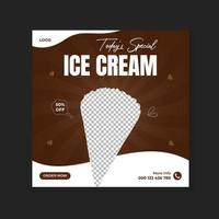 postagem de banner de mídia social de sorvete delicioso e design de modelo de sorvete de chocolate especial vetor