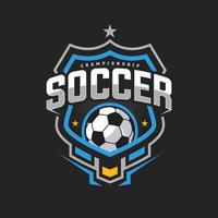 modelos de design de logotipo de distintivo de futebol de futebol ilustrações vetoriais de identidade de equipe de esporte isoladas em fundo preto vetor