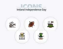 linha do dia da independência da irlanda cheia de ícones do pacote 5 design de ícones. . Irlanda. plantar. madel. segurança vetor