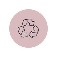 reciclar símbolo ícone ilustração vetorial adesivo rosa. isolado em um fundo redondo rosa vetor