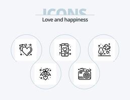 design de ícone do pacote de 5 ícones de linha de amor. proteger. Ame. balão. seguro. forma vetor