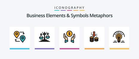linha de metáforas de elementos e símbolos de negócios cheia de 5 ícones incluindo mão. fundo. avatar. transferir. Tempo. design de ícones criativos vetor