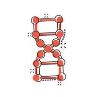 ícone da molécula de DNA em estilo cômico. ilustração em vetor átomo dos desenhos animados no fundo branco isolado. conceito de negócio de sinal de efeito de respingo espiral molecular.