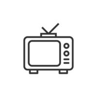 ícone da tv em estilo simples. ilustração em vetor sinal de televisão em fundo branco isolado. conceito de negócio de canal de vídeo.