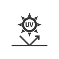 ícone de radiação uv em estilo simples. ilustração em vetor ultravioleta em fundo branco isolado. conceito de negócio de proteção solar.