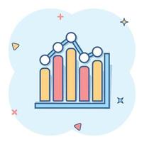 ícone de gráfico de negócios de desenho vetorial em estilo cômico. pictograma de ilustração de sinal de gráfico. conceito de efeito de respingo de negócios de diagrama. vetor