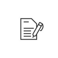 ícone de blogging em estilo simples. documento com ilustração vetorial de caneta em fundo branco isolado. conceito de negócio de conteúdo. vetor